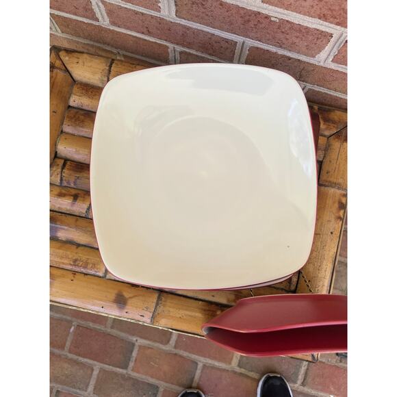 Set of 4 Noritake Colorwave Raspberry Red Square Plates Salad Dinner - Picture 5 of 6